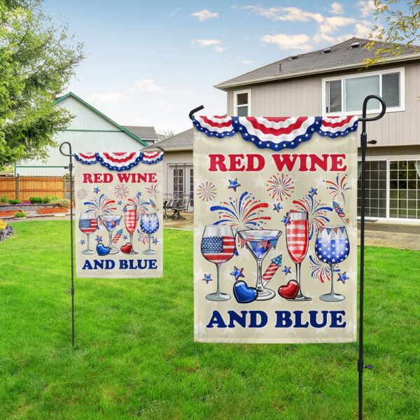 Patriotic Red Wine & Blue 4th of July Flag T-Shirt - Image 5
