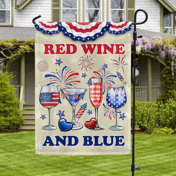Patriotic Red Wine & Blue 4th of July Flag T-Shirt - Image 3