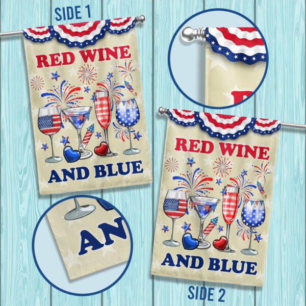 Patriotic Red Wine & Blue 4th of July Flag T-Shirt - Image 2