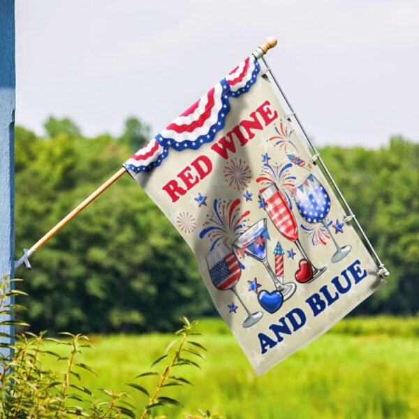 Patriotic Red Wine & Blue 4th of July Flag T-Shirt - Image 9