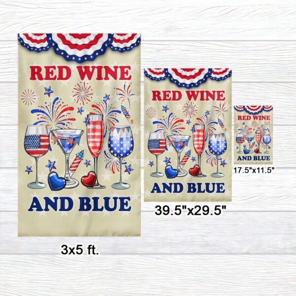 Patriotic Red Wine & Blue 4th of July Flag T-Shirt - Image 7