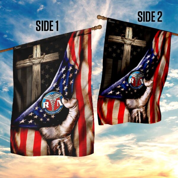 RN Christian Cross American Flag Scrub Top THB2007F1 - Image 5