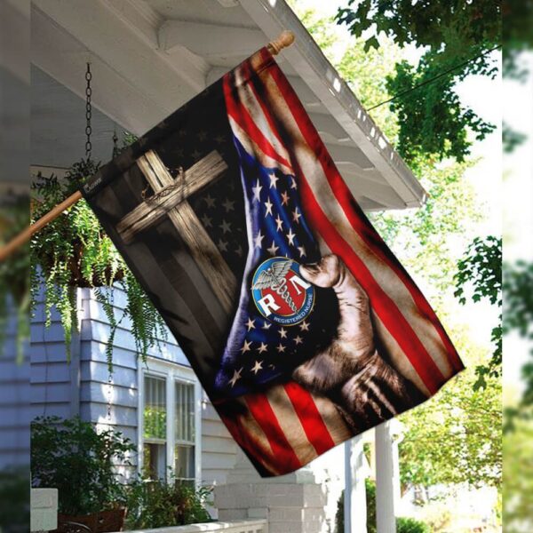 RN Christian Cross American Flag Scrub Top THB2007F1 - Image 3