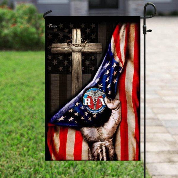 RN Christian Cross American Flag Scrub Top THB2007F1 - Image 6