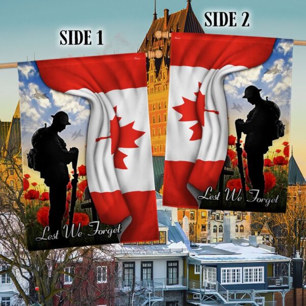 Remembrance Day Poppy: Canadian Flag Lest We Forget TQN1111F - Image 2