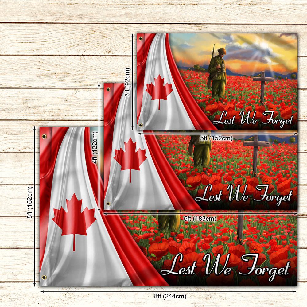 Canada Remembrance Day Poppy Grommet Flag - Lest We Forget - Image 4