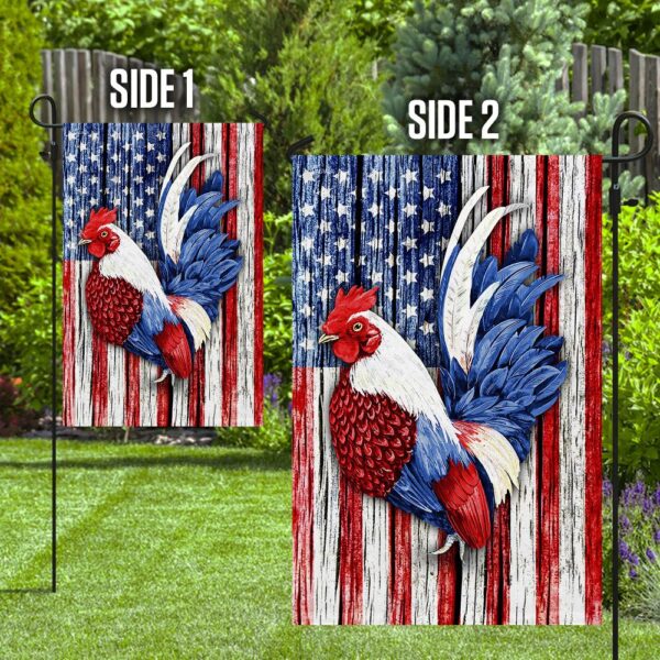 Patriotic Rooster American Flag Garden Flag - TRN243F - Image 8