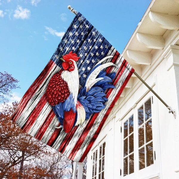 Patriotic Rooster American Flag Garden Flag - TRN243F