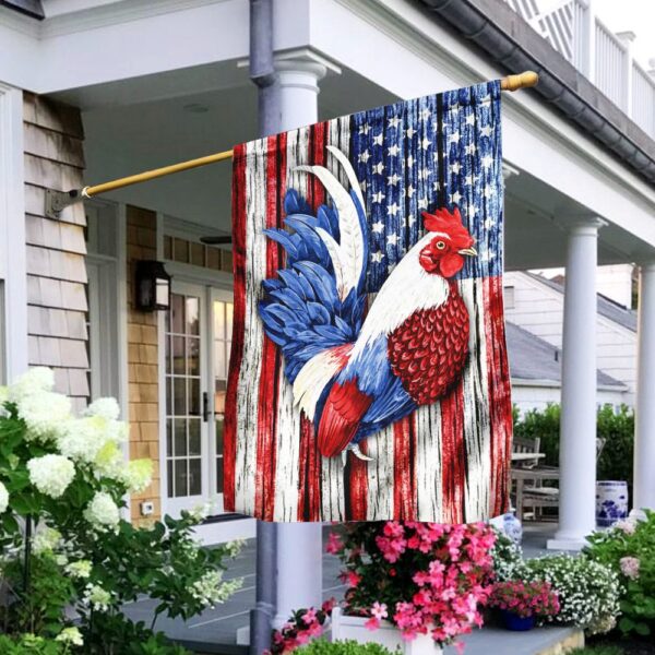 Patriotic Rooster American Flag Garden Flag - TRN243F - Image 2