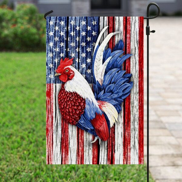 Patriotic Rooster American Flag Garden Flag - TRN243F - Image 6