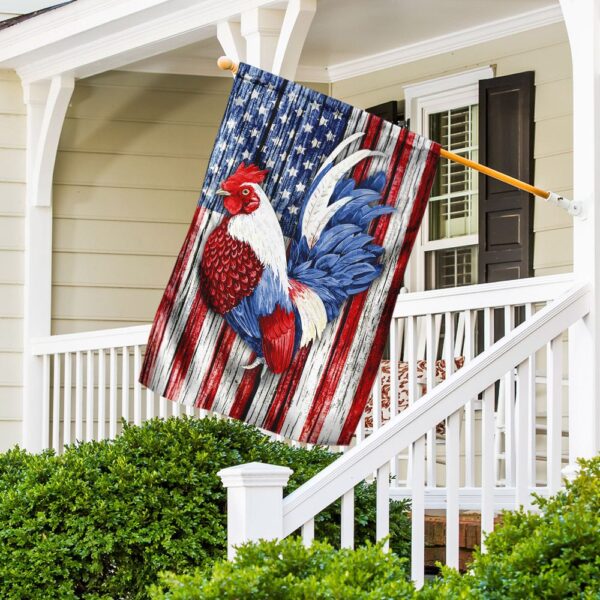 Patriotic Rooster American Flag Garden Flag - TRN243F - Image 3