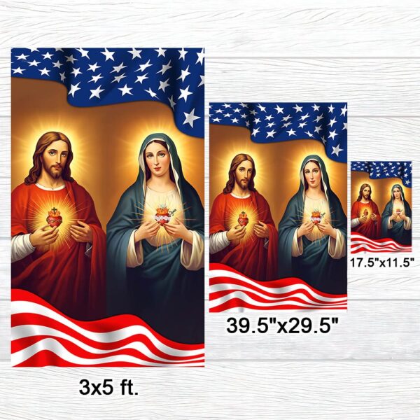 Sacred Heart & Immaculate Heart American Flag T-Shirt - TQN1300F - Image 7