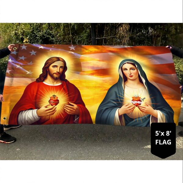Sacred Heart & Immaculate Heart American Grommet Flag - Image 3