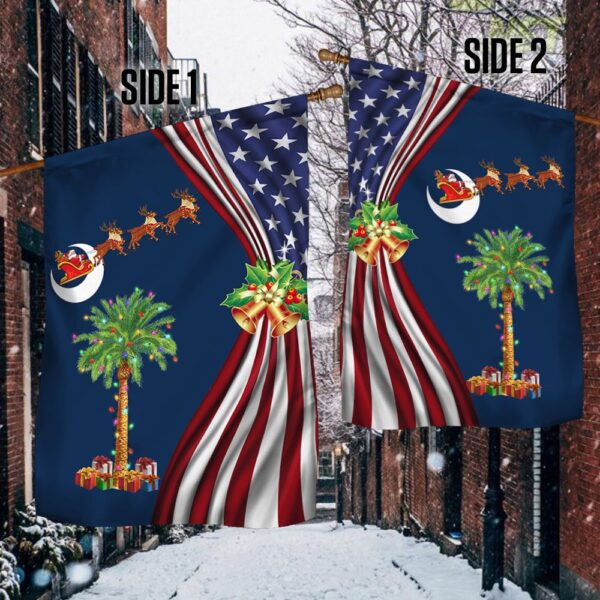South Carolina Christmas Flag: Santa & Palmetto Tree Design - Image 2