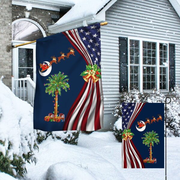 South Carolina Christmas Flag: Santa & Palmetto Tree Design - Image 4