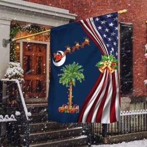 South Carolina Christmas Flag: Santa & Palmetto Tree Design