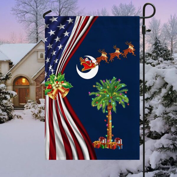 South Carolina Christmas Flag: Santa & Palmetto Tree Design - Image 3