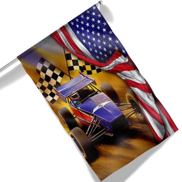 American Flag Sprint Car Dirt Track Racing T-Shirt - Image 6