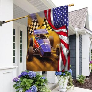 American Flag Sprint Car Dirt Track Racing T-Shirt