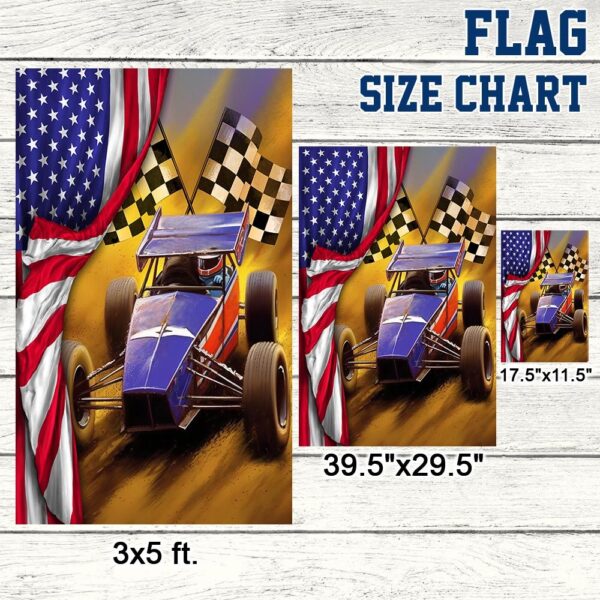 American Flag Sprint Car Dirt Track Racing T-Shirt - Image 7