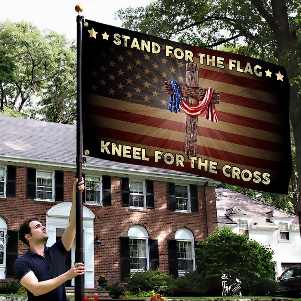 Stand For The Flag Kneel For The Cross Grommet Flag QNK105GF - Image 5