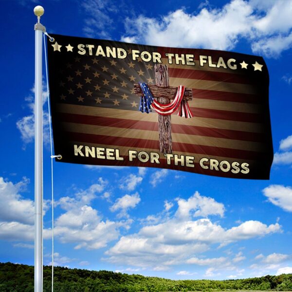 Stand For The Flag Kneel For The Cross Grommet Flag QNK105GF - Image 2