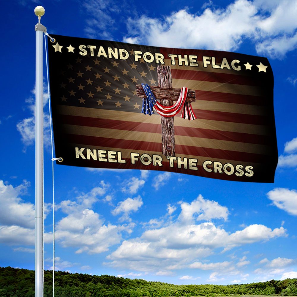 Stand For The Flag Kneel For The Cross Grommet Flag QNK105GF - Image 2