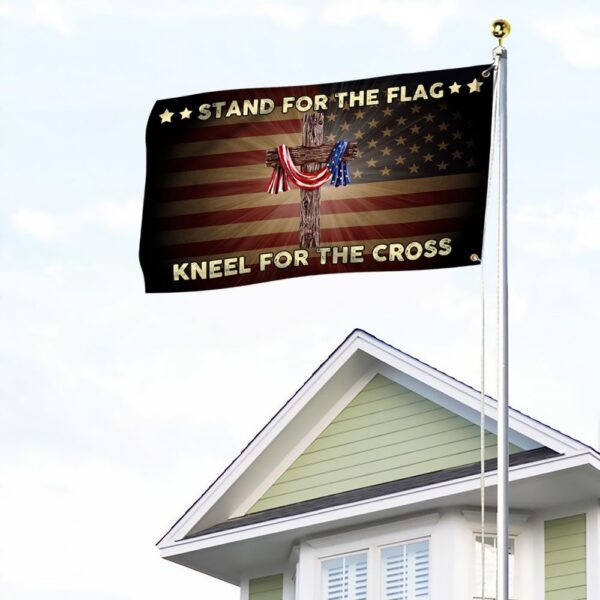 Stand For The Flag Kneel For The Cross Grommet Flag QNK105GF - Image 6