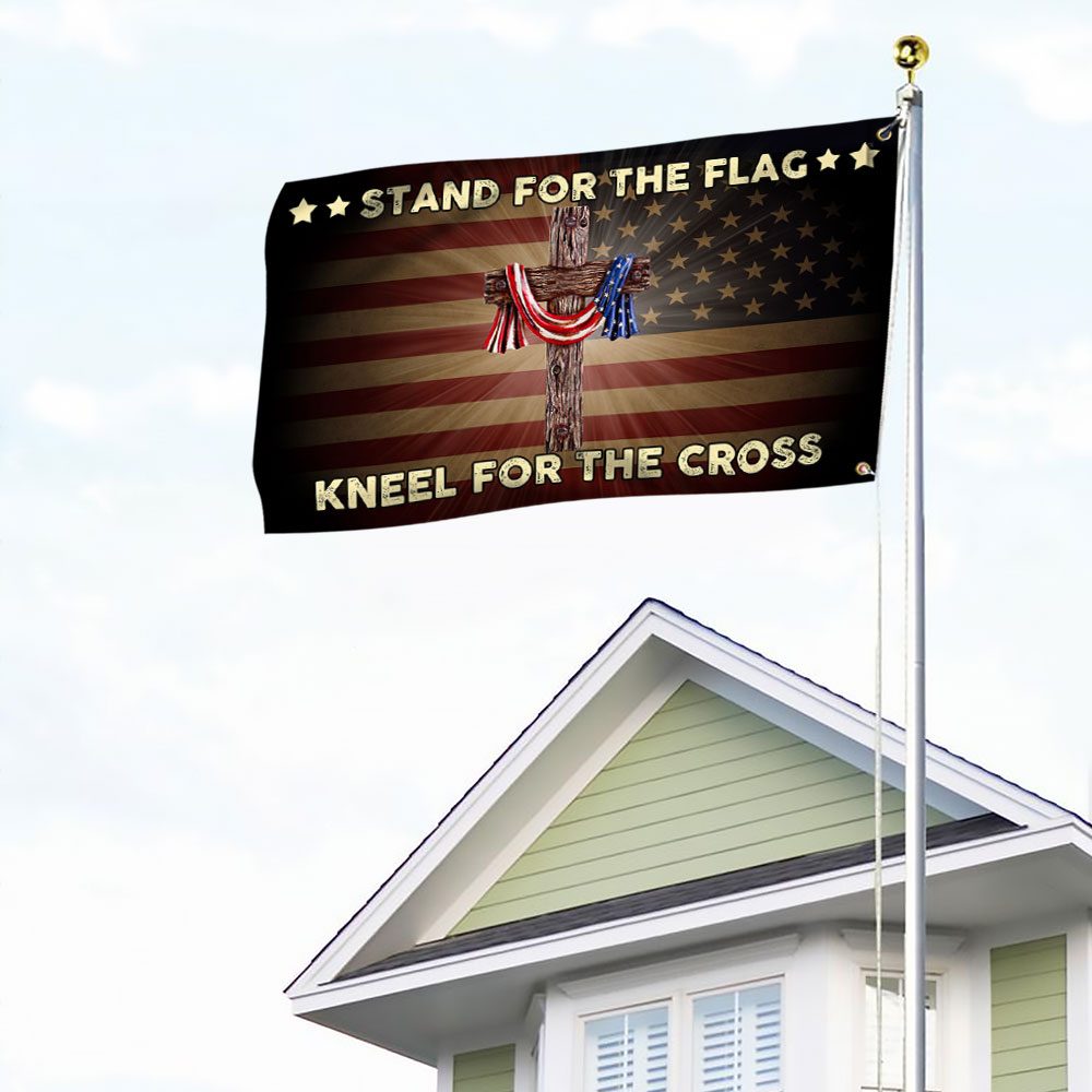 Stand For The Flag Kneel For The Cross Grommet Flag QNK105GF - Image 6