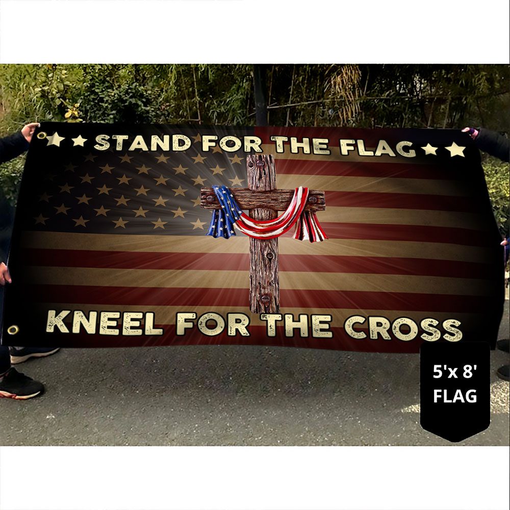 Stand For The Flag Kneel For The Cross Grommet Flag QNK105GF - Image 4