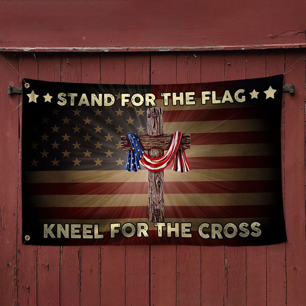 Stand For The Flag Kneel For The Cross Grommet Flag QNK105GF - Image 3