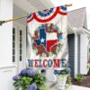Star Texas Map Welcome Flag: TQN1381F - Texas Home Decor