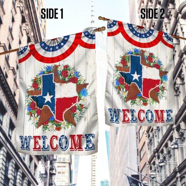 Star Texas Map Welcome Flag: TQN1381F - Texas Home Decor - Image 3