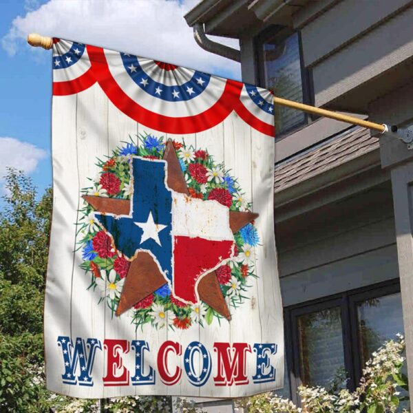 Star Texas Map Welcome Flag: TQN1381F - Texas Home Decor - Image 2