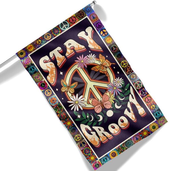 Stay Groovy Hippie Flag: Peace Sign & Tie-Dye Decor - Image 6