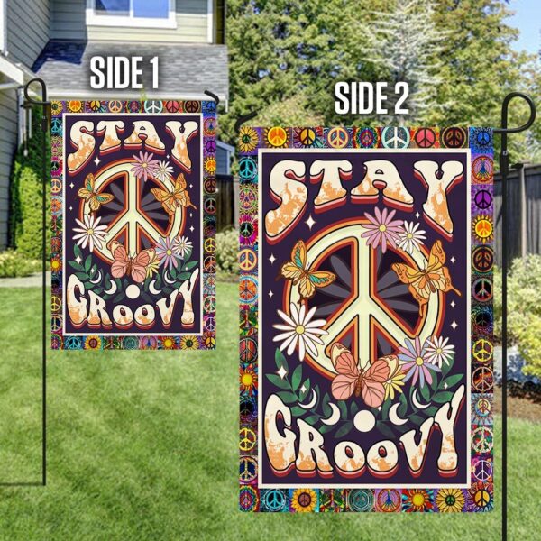 Stay Groovy Hippie Flag: Peace Sign & Tie-Dye Decor - Image 4
