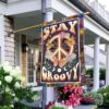Stay Groovy Hippie Flag: Peace Sign & Tie-Dye Decor
