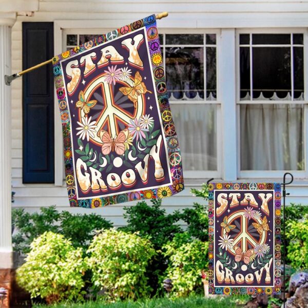 Stay Groovy Hippie Flag: Peace Sign & Tie-Dye Decor - Image 5