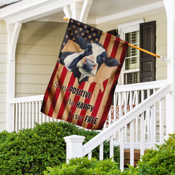 American Cow Flag: Stay Positive, Be Happy, Live Free - Image 2