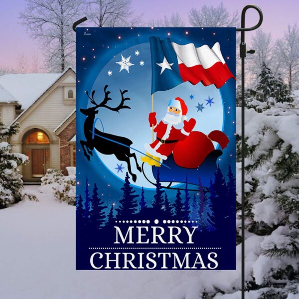 Texas Christmas Flag Santa Sleigh Decoration - Image 3