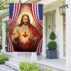Sacred Heart of Jesus American Flag T-Shirt - TQN1295F