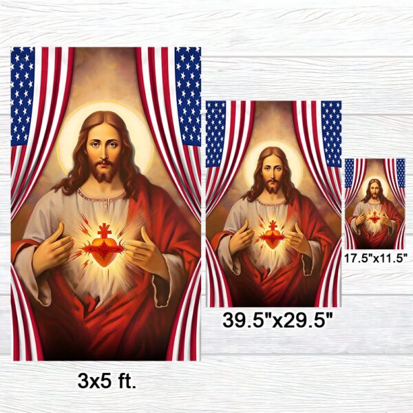 Sacred Heart of Jesus American Flag T-Shirt - TQN1295F - Image 7