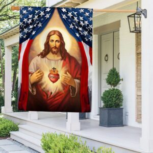 Sacred Heart of Jesus American Flag T-Shirt - TQN1299F