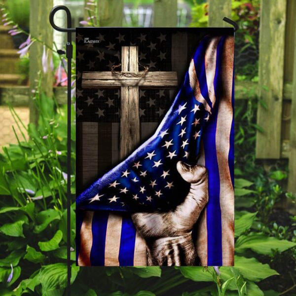 The Thin Blue Line Christian Cross. America U.S. Flag THB2062F - Image 7