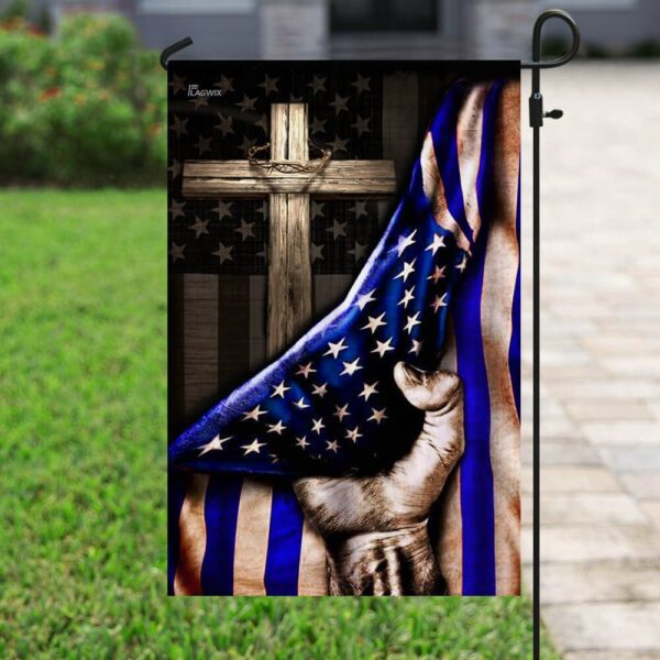 The Thin Blue Line Christian Cross. America U.S. Flag THB2062F - Image 6
