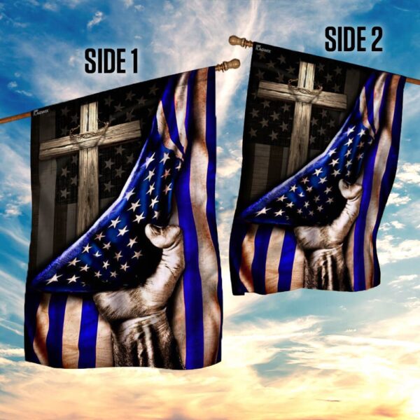 The Thin Blue Line Christian Cross. America U.S. Flag THB2062F - Image 5