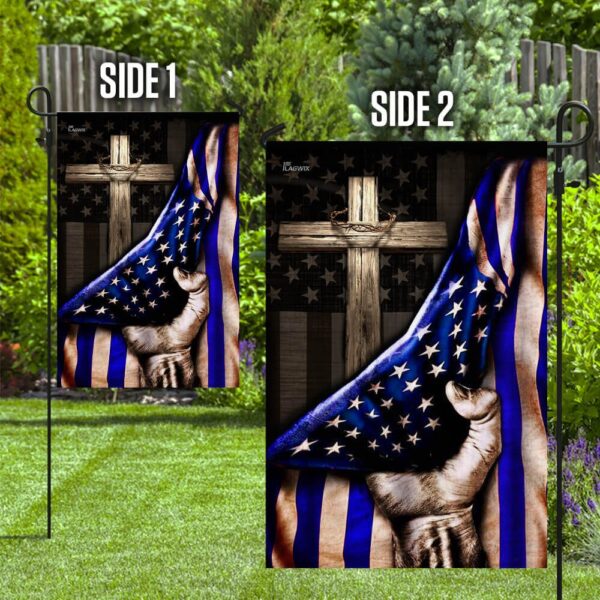The Thin Blue Line Christian Cross. America U.S. Flag THB2062F - Image 10