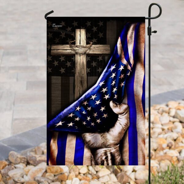 The Thin Blue Line Christian Cross. America U.S. Flag THB2062F - Image 8