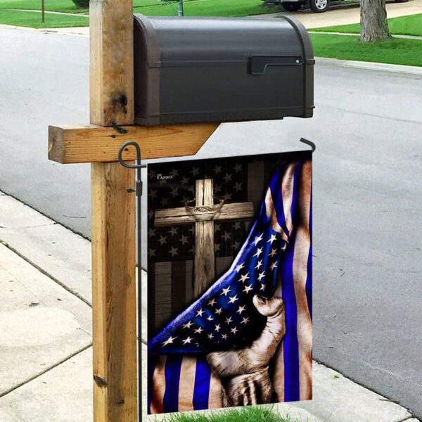 The Thin Blue Line Christian Cross. America U.S. Flag THB2062F - Image 9