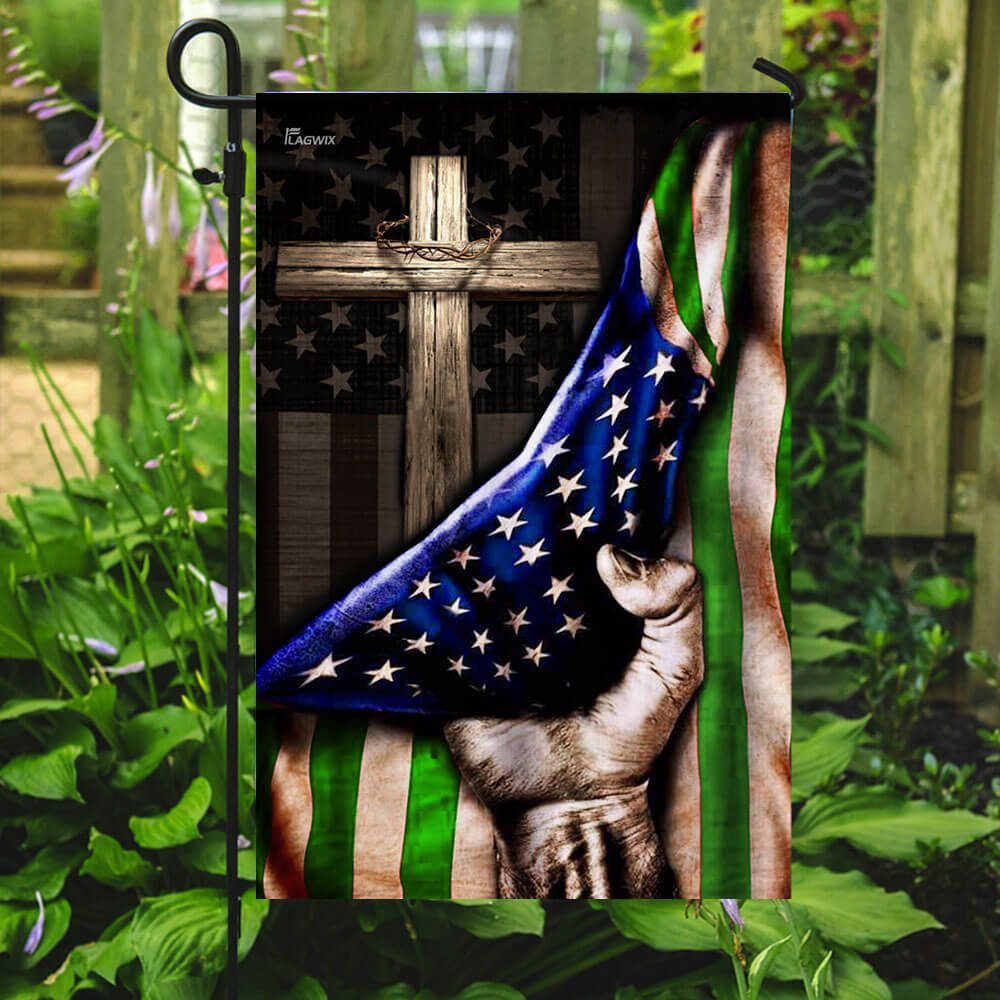 Thin Green Line Christian Cross US Flag Necklace THB2062F1 - Image 7